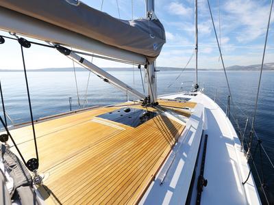 Deck of Tropea, a Hanse Yachts Hanse 510 sailboat at Grad Kaštela, Croatia