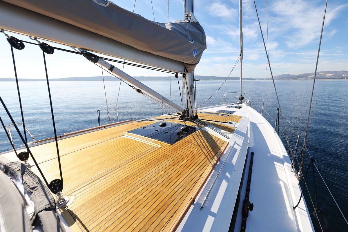 Deck of Tropea, a Hanse Yachts Hanse 510 sailboat at Grad Kaštela, Croatia