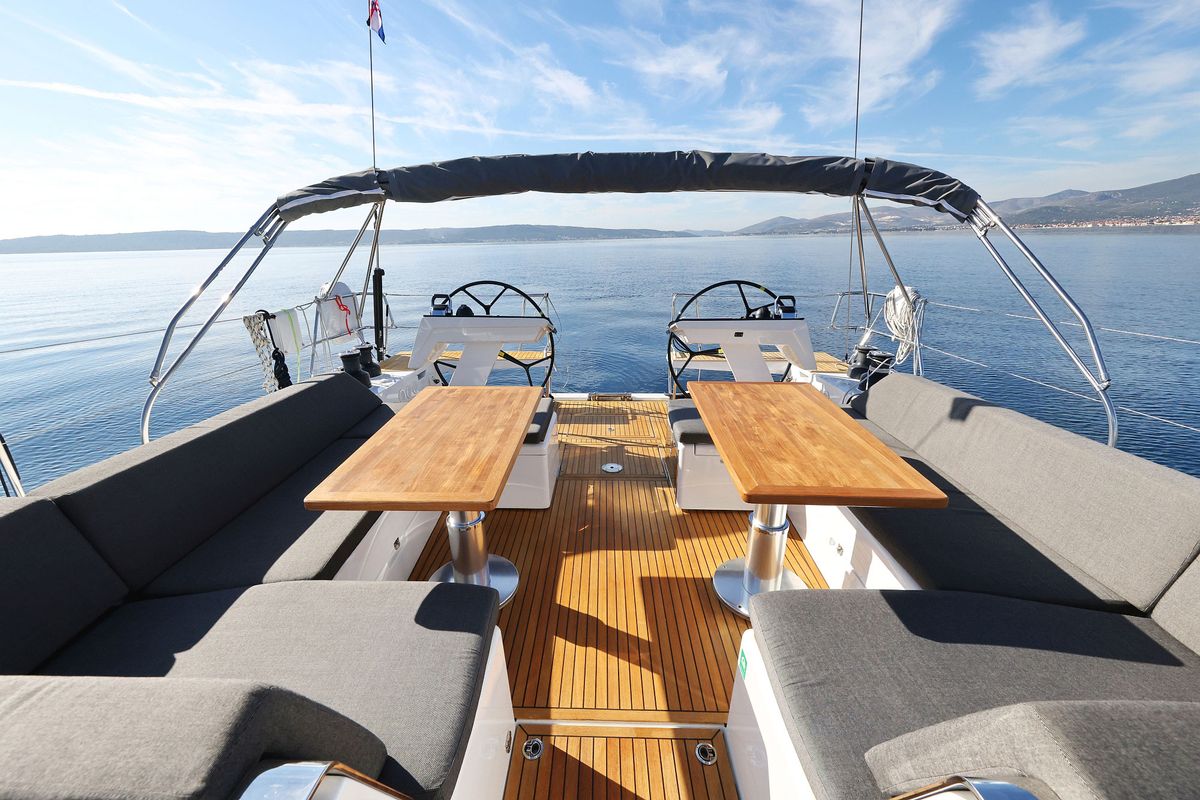 Deck of Tropea, a Hanse Yachts Hanse 510 sailboat at Grad Kaštela, Croatia