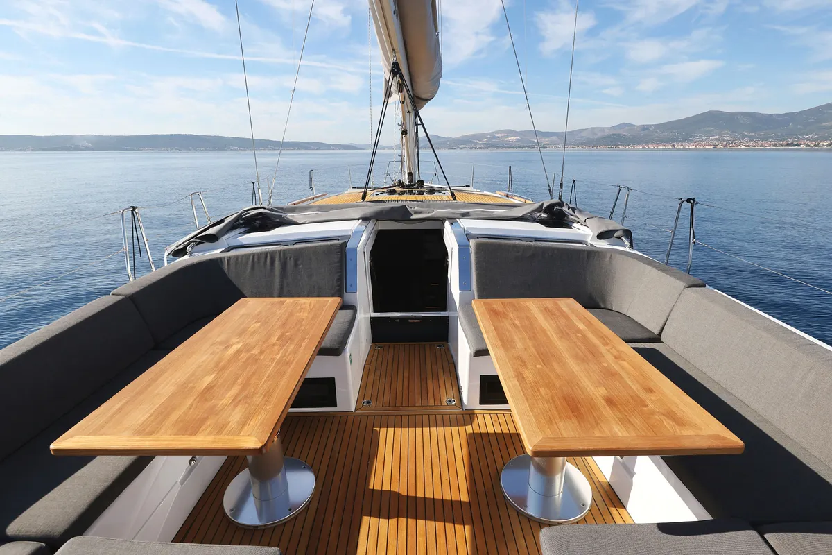 Deck of Tropea, a Hanse Yachts Hanse 510 sailboat at Grad Kaštela, Croatia