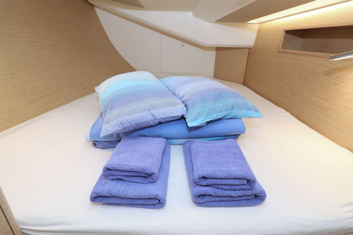 Cabin on Terna, a Hanse Yachts Hanse 458 sailboat at Grad Šibenik, Croatia