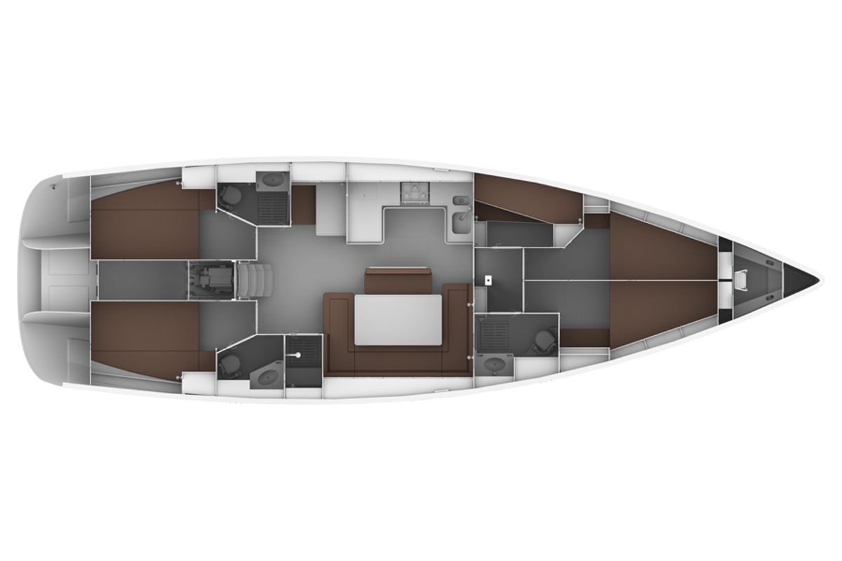 Floor plan of Rossini, a Bavaria Cruiser 50 sailboat at Općina Sukošan, Croatia