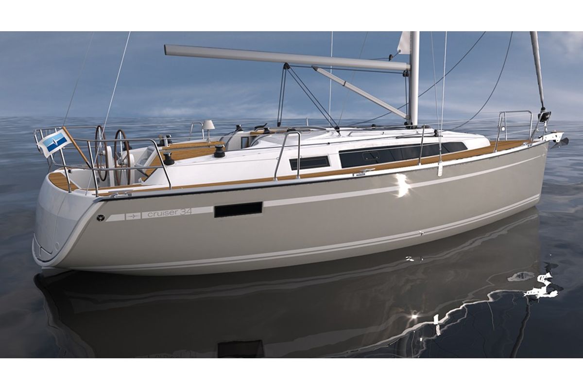 Exterior view of Whisk, a Bavaria Cruiser 34 sailboat at Općina Sukošan, Croatia