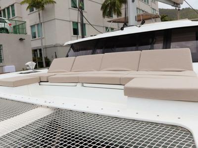 Deck of Idle Time, a Fountaine Pajot Astrea 42 catamaran at Road Town, British Virgin Islands