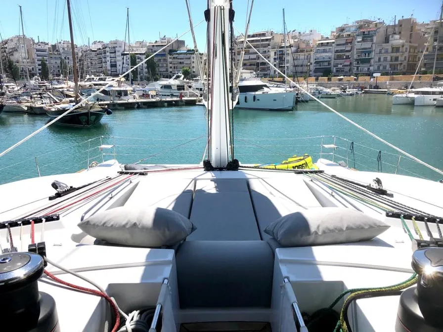 Deck of Atlantis, a Lagoon 620 catamaran at Lavreotiki Municipal Unit, Greece
