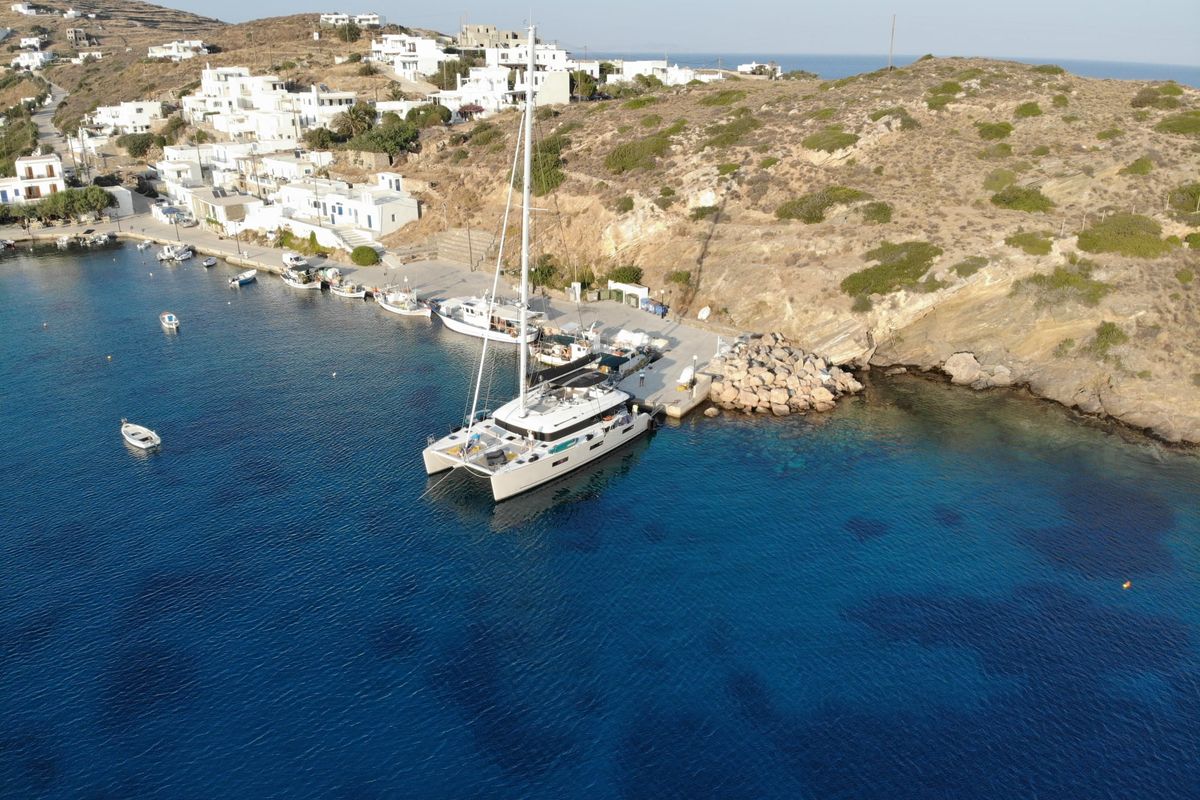 Exterior view of Atlantis, a Lagoon 620 catamaran at Lavreotiki Municipal Unit, Greece