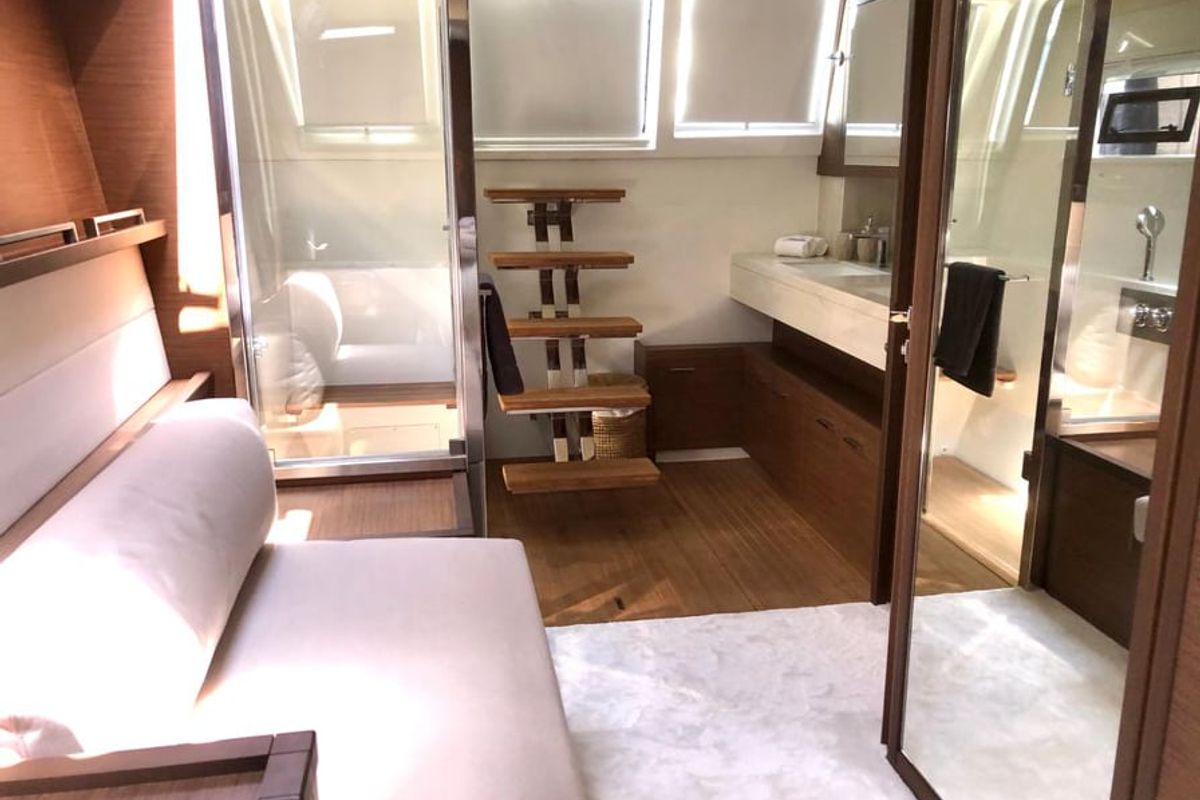Salon of Atlantis, a Lagoon 620 catamaran at Lavreotiki Municipal Unit, Greece