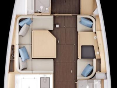 Floor plan of Myriana, a Jeanneau Sun Odyssey 415 sailboat at Marpissa, Greece