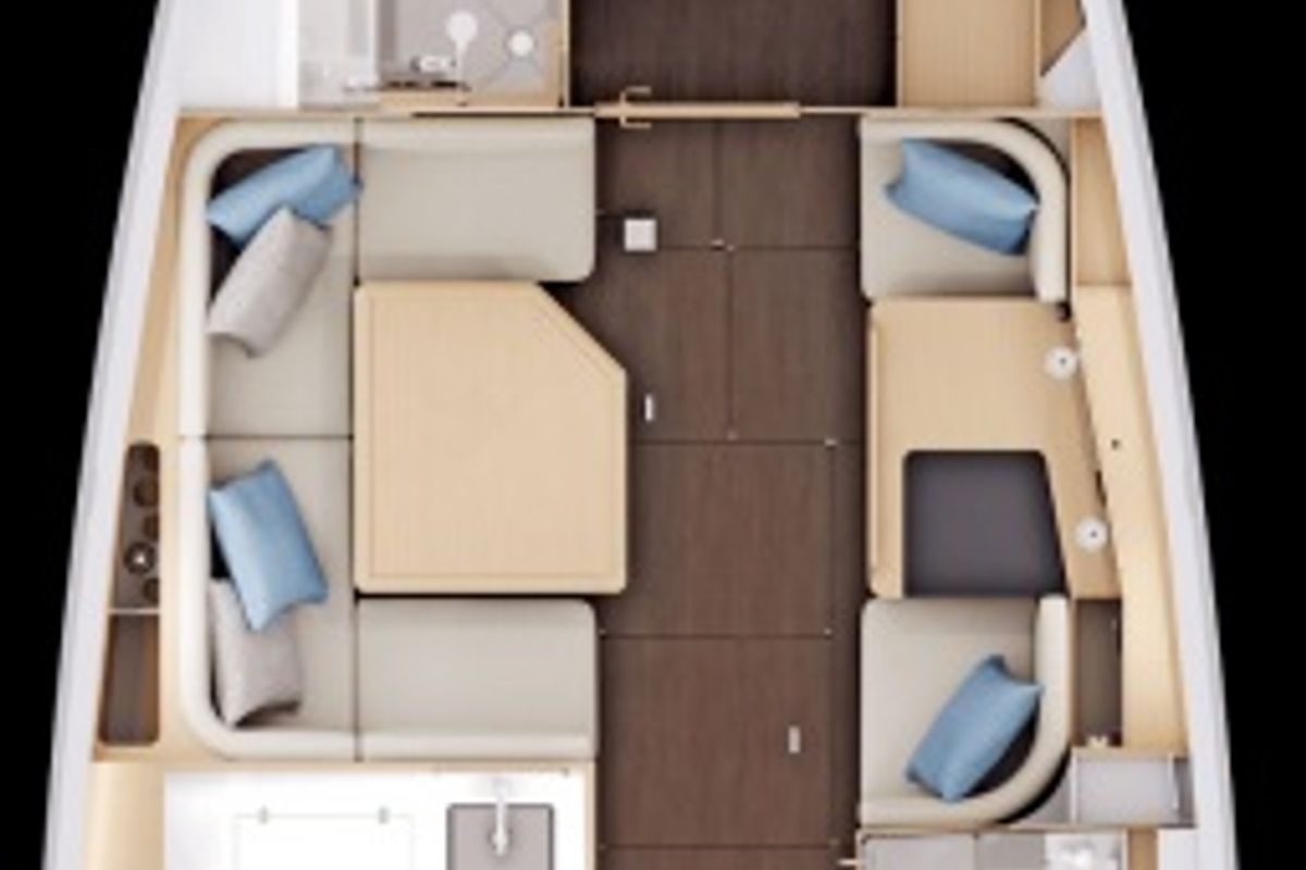 Floor plan of Myriana, a Jeanneau Sun Odyssey 415 sailboat at Marpissa, Greece
