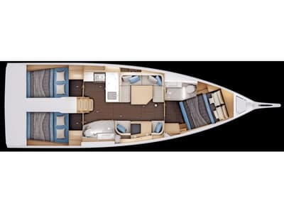 Floor plan of Myriana, a Jeanneau Sun Odyssey 415 sailboat at Marpissa, Greece