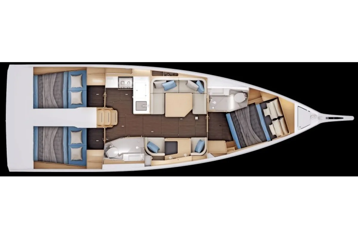 Floor plan of Myriana, a Jeanneau Sun Odyssey 415 sailboat at Marpissa, Greece