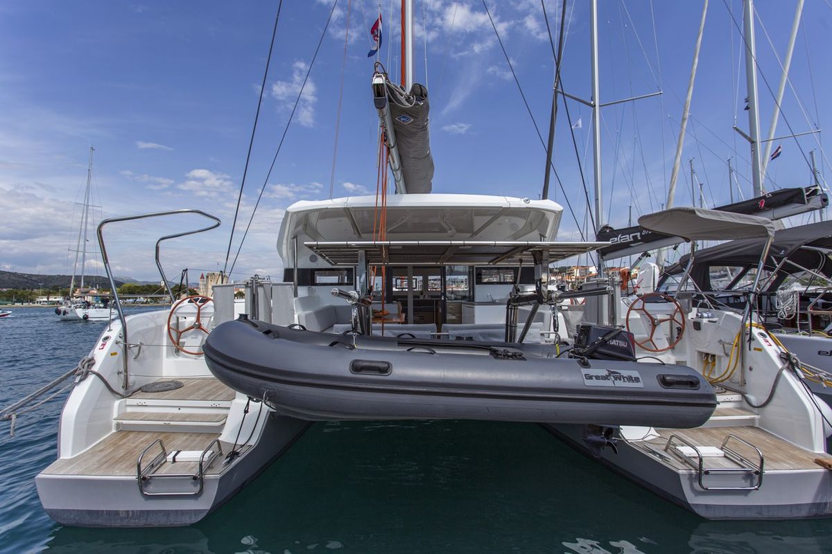 Exterior view of Tranquillity, a Excess 15 catamaran at Mytikas, Greece