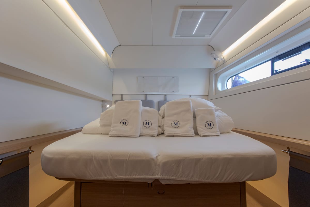 Cabin on Tranquillity, a Excess 15 catamaran at Mytikas, Greece