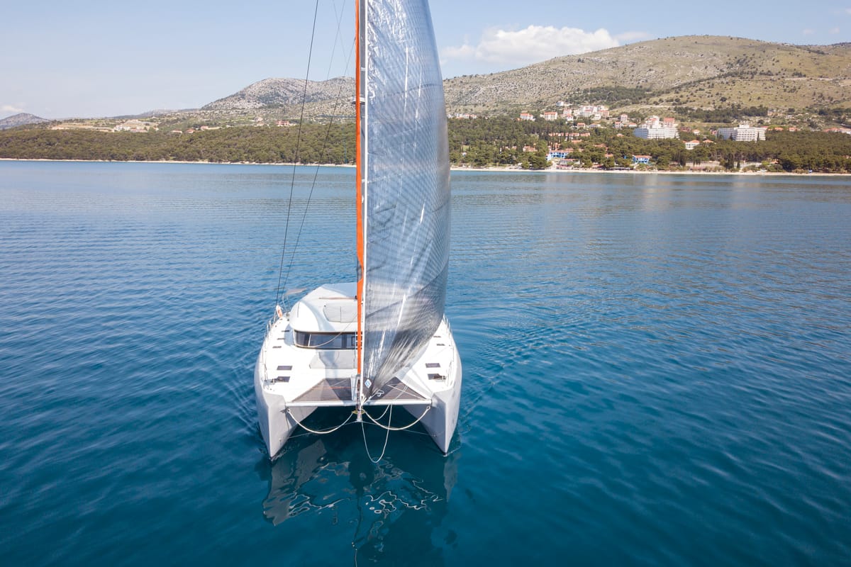 Exterior view of Tranquillity, a Excess 15 catamaran at Mytikas, Greece