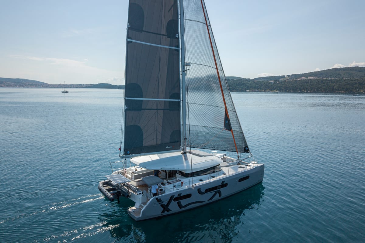 Exterior view of Tranquillity, a Excess 15 catamaran at Mytikas, Greece
