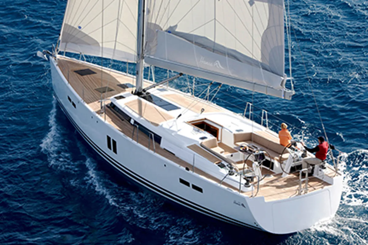 Exterior view of Sea Ruby, a Hanse Yachts Hanse 458 sailboat at Kos, Greece