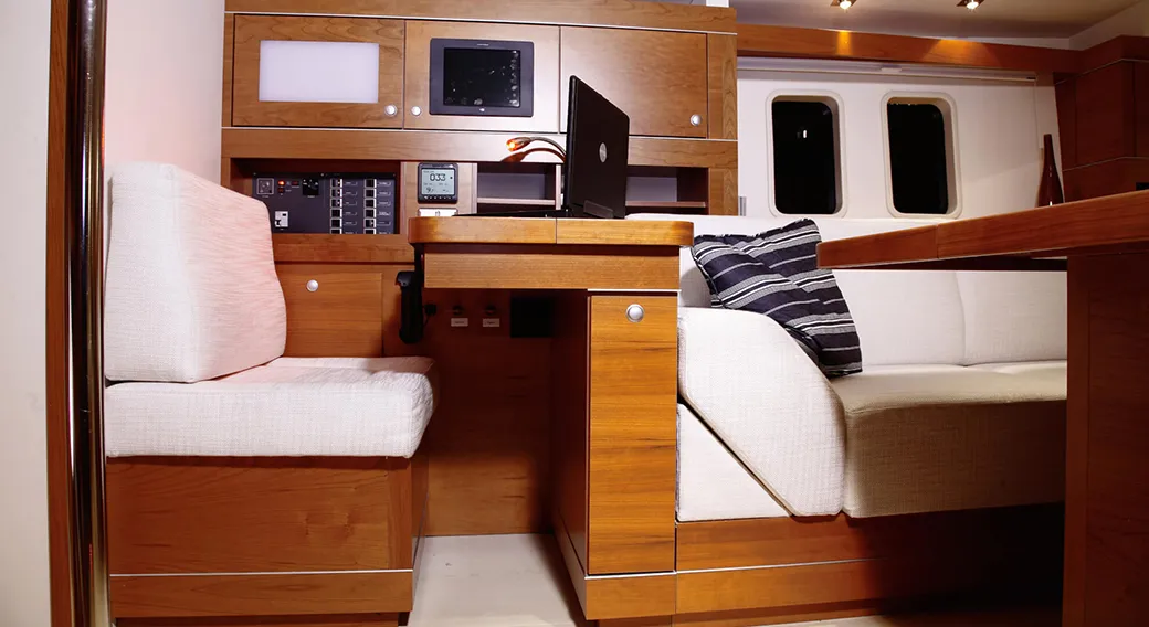 Salon of Sea Ruby, a Hanse Yachts Hanse 458 sailboat at Kos, Greece