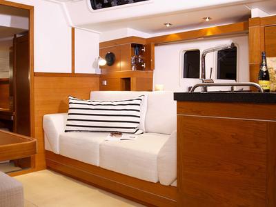 Salon of Sea Ruby, a Hanse Yachts Hanse 458 sailboat at Kos, Greece