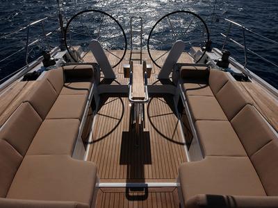 Cockpit of Sea Ruby, a Hanse Yachts Hanse 458 sailboat at Kos, Greece