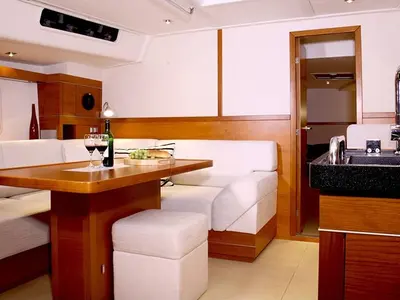 Salon of Sea Ruby, a Hanse Yachts Hanse 458 sailboat at Kos, Greece