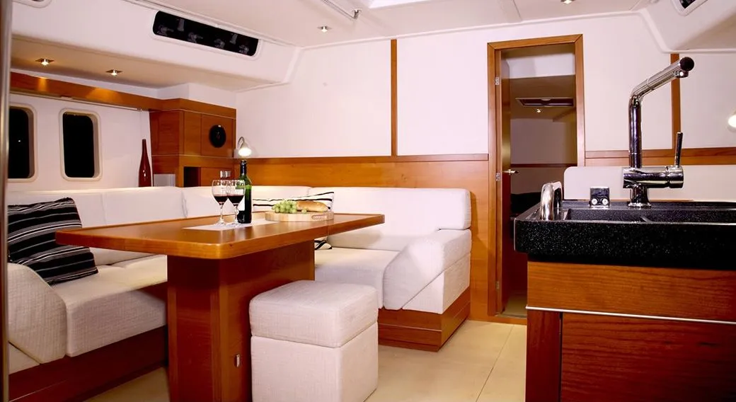 Salon of Sea Ruby, a Hanse Yachts Hanse 458 sailboat at Kos, Greece