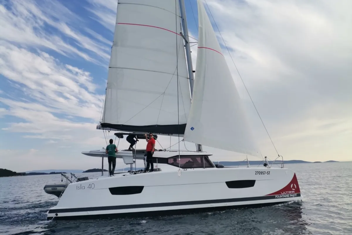 Exterior view of Sailor Venus, a Fountaine Pajot Isla 40 catamaran at Dubrovnik, Croatia