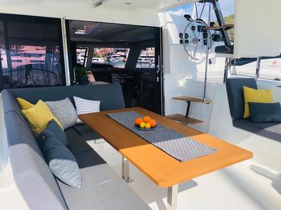Deck of Sailor Venus, a Fountaine Pajot Isla 40 catamaran at Dubrovnik, Croatia