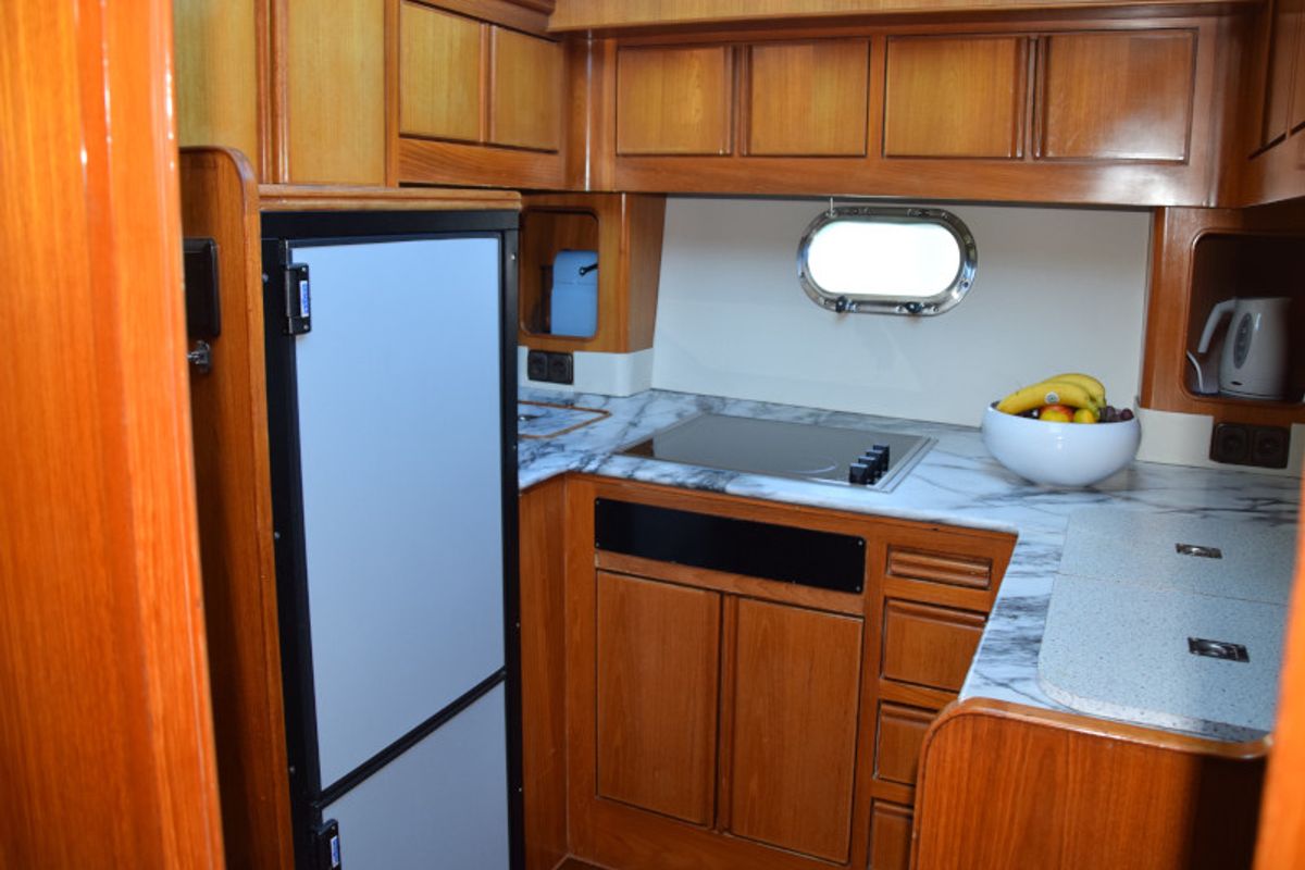 Galley of Grazia, a Yaretti 1570 motorboat at Primošten, Croatia