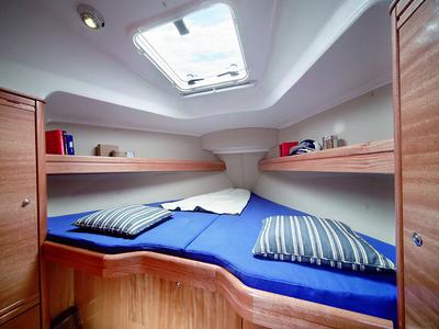 Cabin on Natalie, a Bavaria 39 Cruiser sailboat at Volos Municipality, Greece