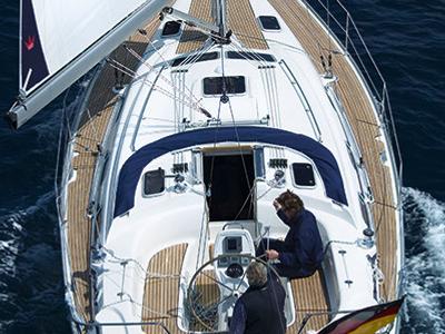 Cockpit of Natalie, a Bavaria 39 Cruiser sailboat at Volos Municipality, Greece