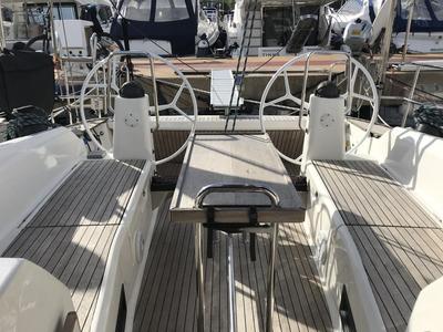 Cockpit of Atlantica, a Bavaria Cruiser 40 S sailboat at Palma de Mallorca, Spain