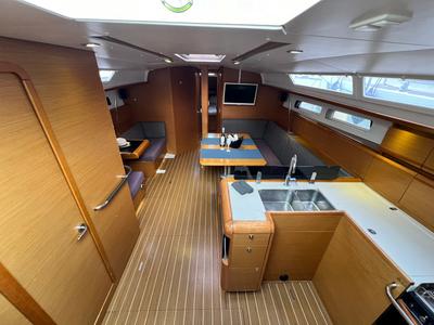 Salon of Spirus, a Jeanneau Sun Odyssey 439 sailboat at Athens, Greece