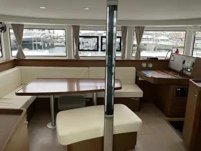 Salon of Orion IX, a Lagoon 42 catamaran at Volos Municipality, Greece