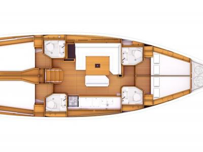 Floor plan of Idra, a Jeanneau Sun Odyssey 469 sailboat at Puntone di Scarlino, Italy