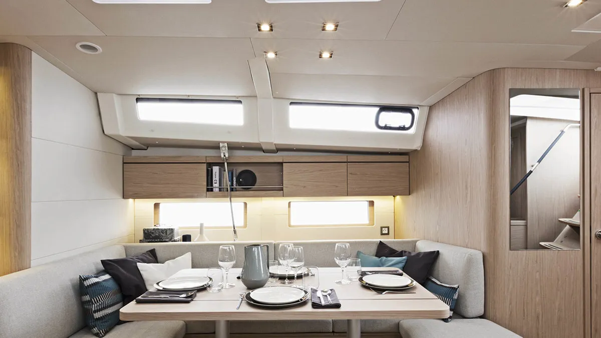 Salon of Oceanis 46.1 Classic, a Beneteau Oceanis 46.1 sailboat at Tonnarella, Italy