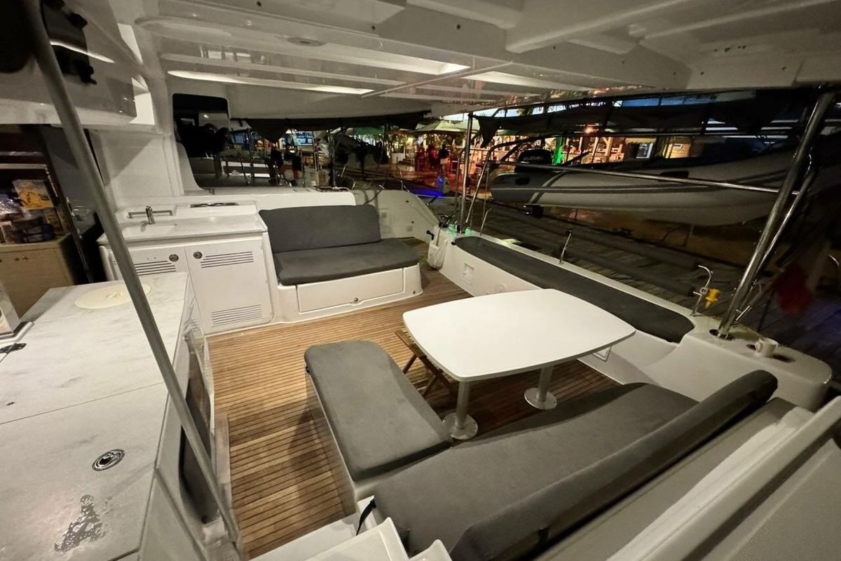 Deck of Karukera, a Lagoon 42 catamaran at Pointe-à-Pitre, France