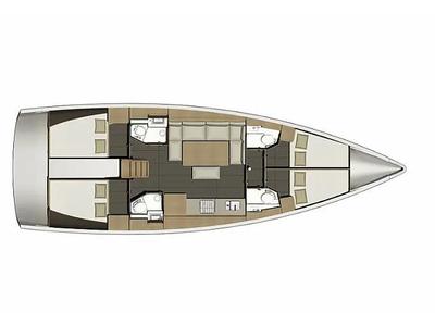 Floor plan of Divina, a Dufour 460 Grand Large sailboat at Vibo Valentia, Italy