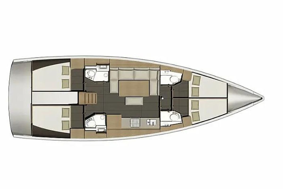 Floor plan of Divina, a Dufour 460 Grand Large sailboat at Vibo Valentia, Italy