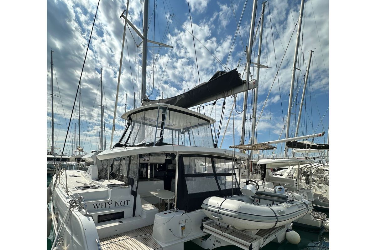 Exterior view of WHY NOT, a Lagoon 46 catamaran at Općina Sukošan, Croatia