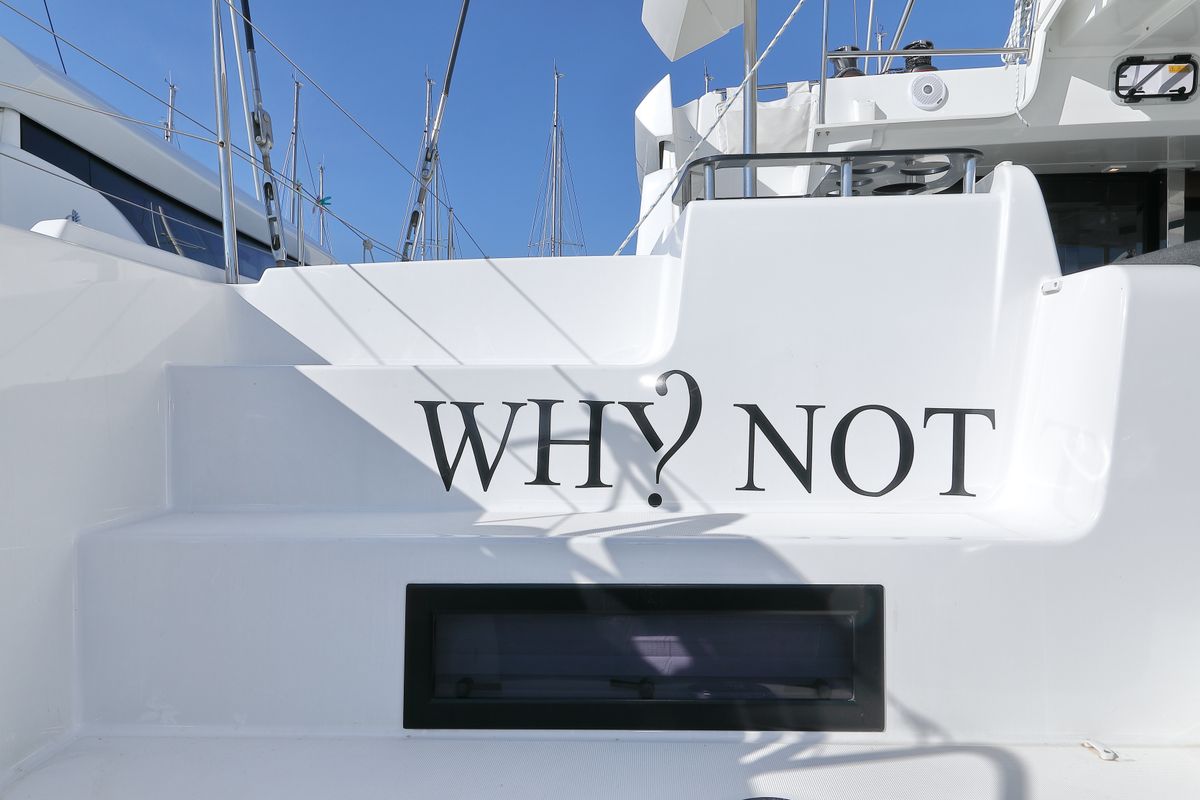 Exterior view of WHY NOT, a Lagoon 46 catamaran at Općina Sukošan, Croatia