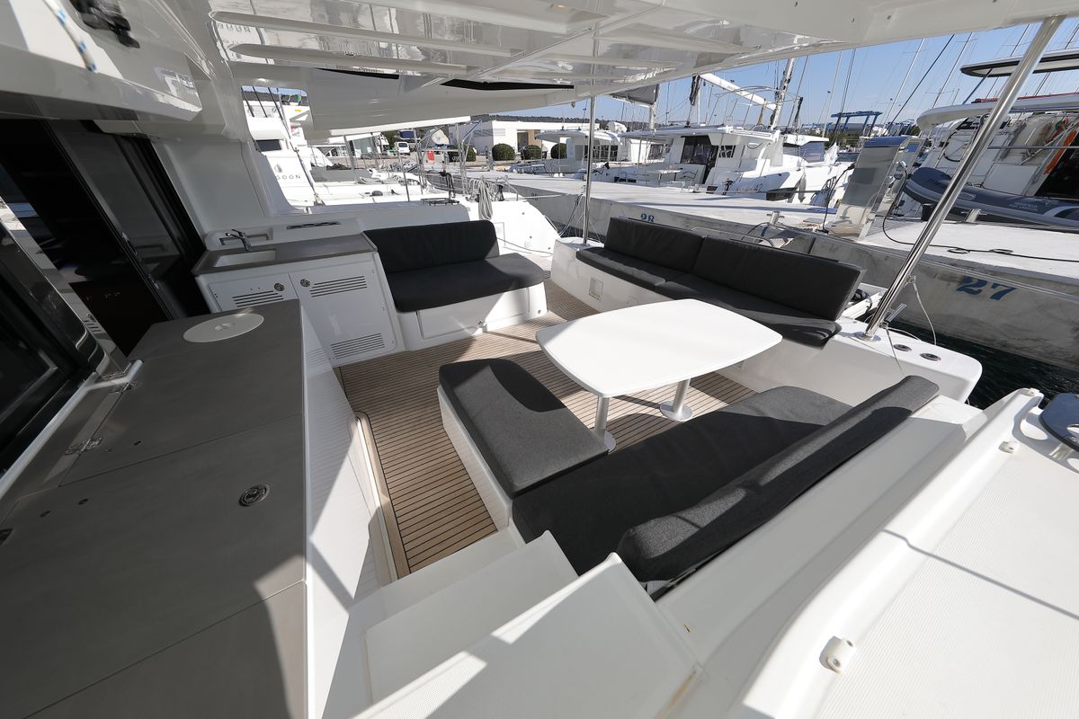 Deck of WHY NOT, a Lagoon 46 catamaran at Općina Sukošan, Croatia