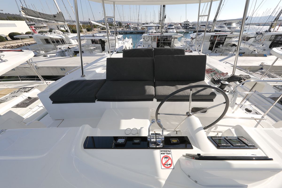 Cockpit of WHY NOT, a Lagoon 46 catamaran at Općina Sukošan, Croatia