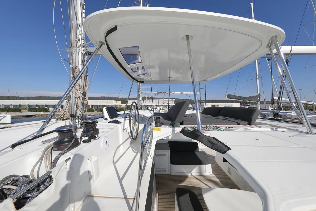 Cockpit of WHY NOT, a Lagoon 46 catamaran at Općina Sukošan, Croatia