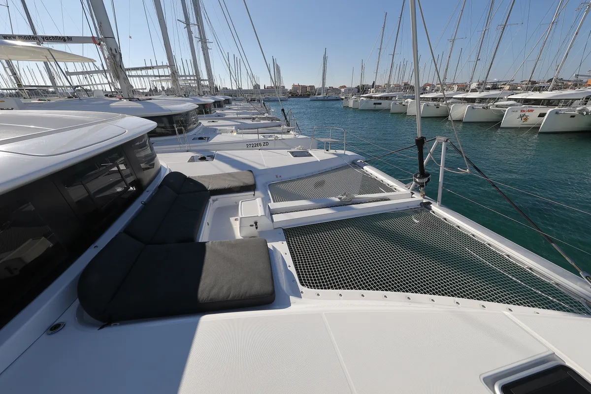 Deck of WHY NOT, a Lagoon 46 catamaran at Općina Sukošan, Croatia