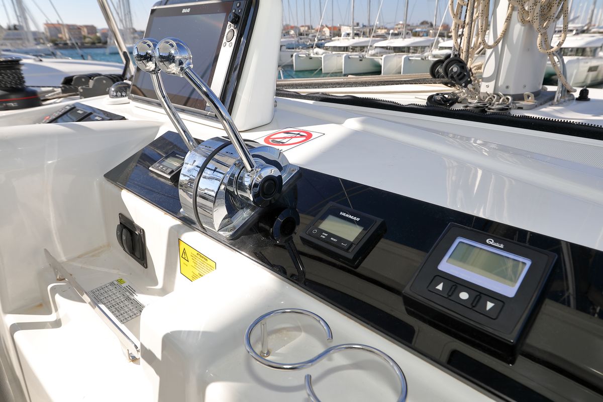Cockpit of WHY NOT, a Lagoon 46 catamaran at Općina Sukošan, Croatia