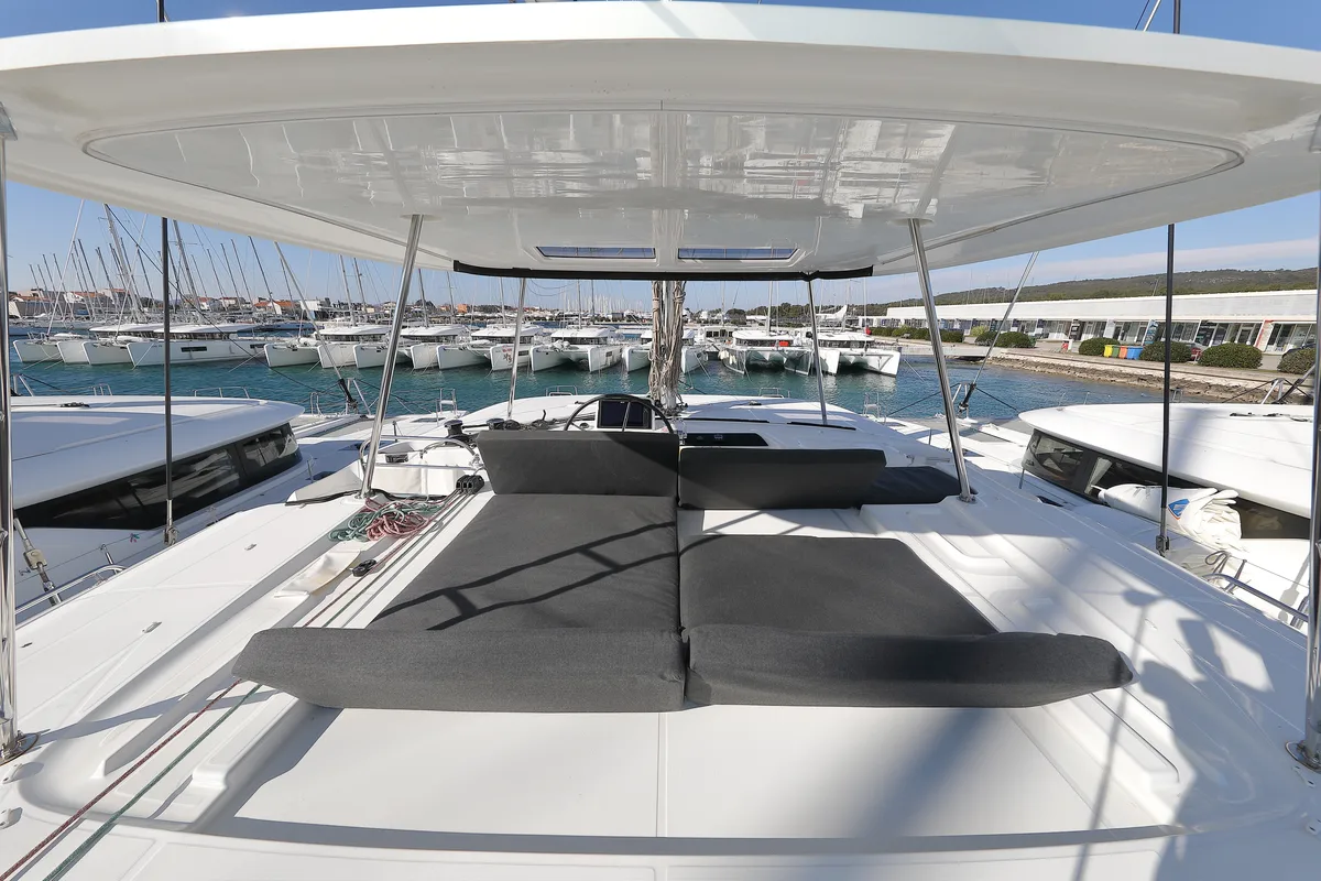 Deck of WHY NOT, a Lagoon 46 catamaran at Općina Sukošan, Croatia