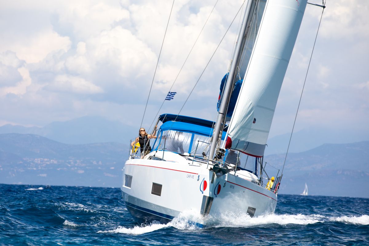 Exterior view of Sunsail 46.4 Premium, a Beneteau Oceanis 46.1 sailboat at Piraeus, Greece