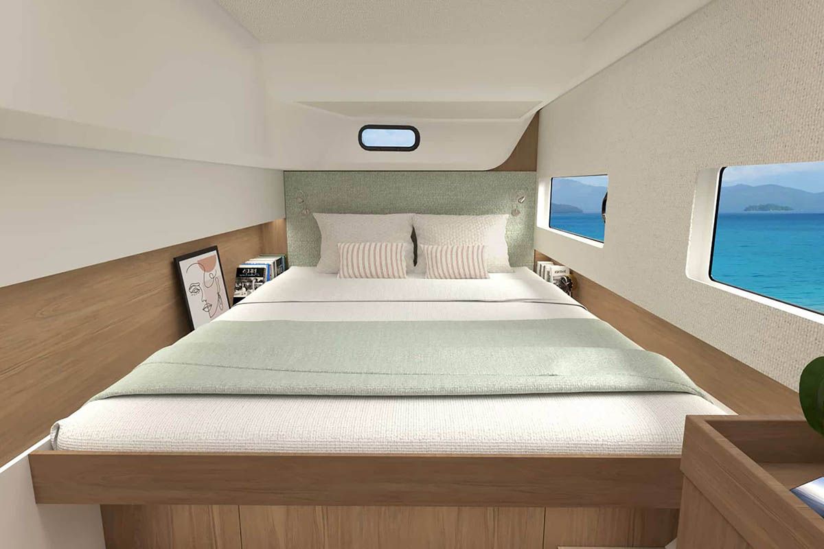 Cabin on Amadeüs, a Bali Catsmart catamaran at Seget Donji, Croatia