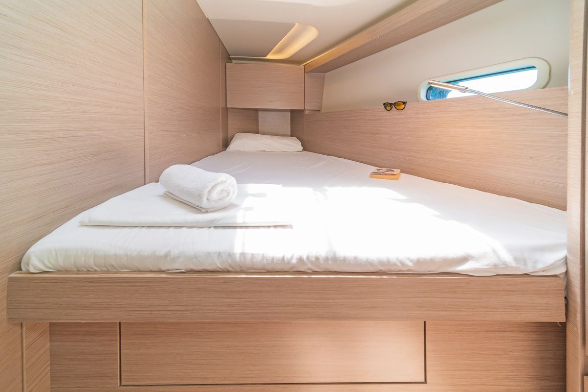 Cabin on Eclipse, a Hanse Yachts Hanse 458 sailboat at Lavreotiki Municipal Unit, Greece