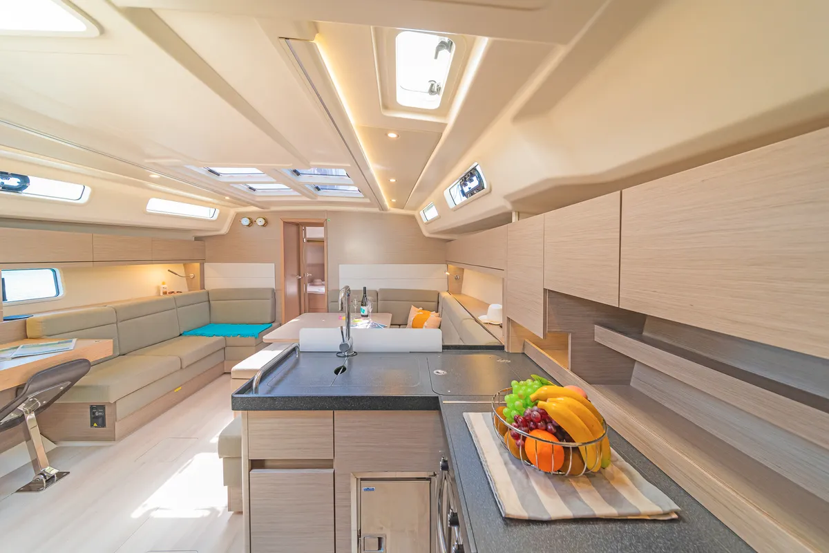 Galley of Eclipse, a Hanse Yachts Hanse 458 sailboat at Lavreotiki Municipal Unit, Greece